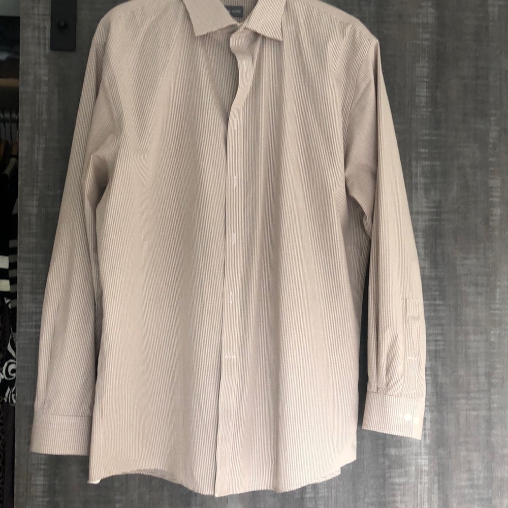 Michael Kors size 18  34/35 Light brown, tiny check, non-iron shirt